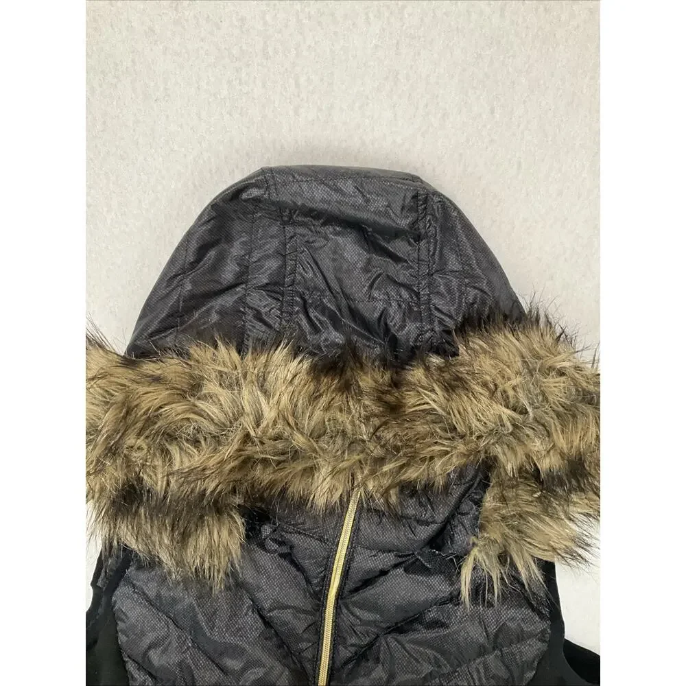 Michael KORS Faux Fur Puffer Hooded Down Vest Black Size M Mobwife Money